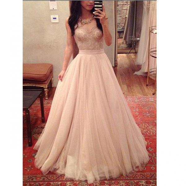 Long Lace And Tulle Dresses Celebrity Prom Gowns Pst0130 on